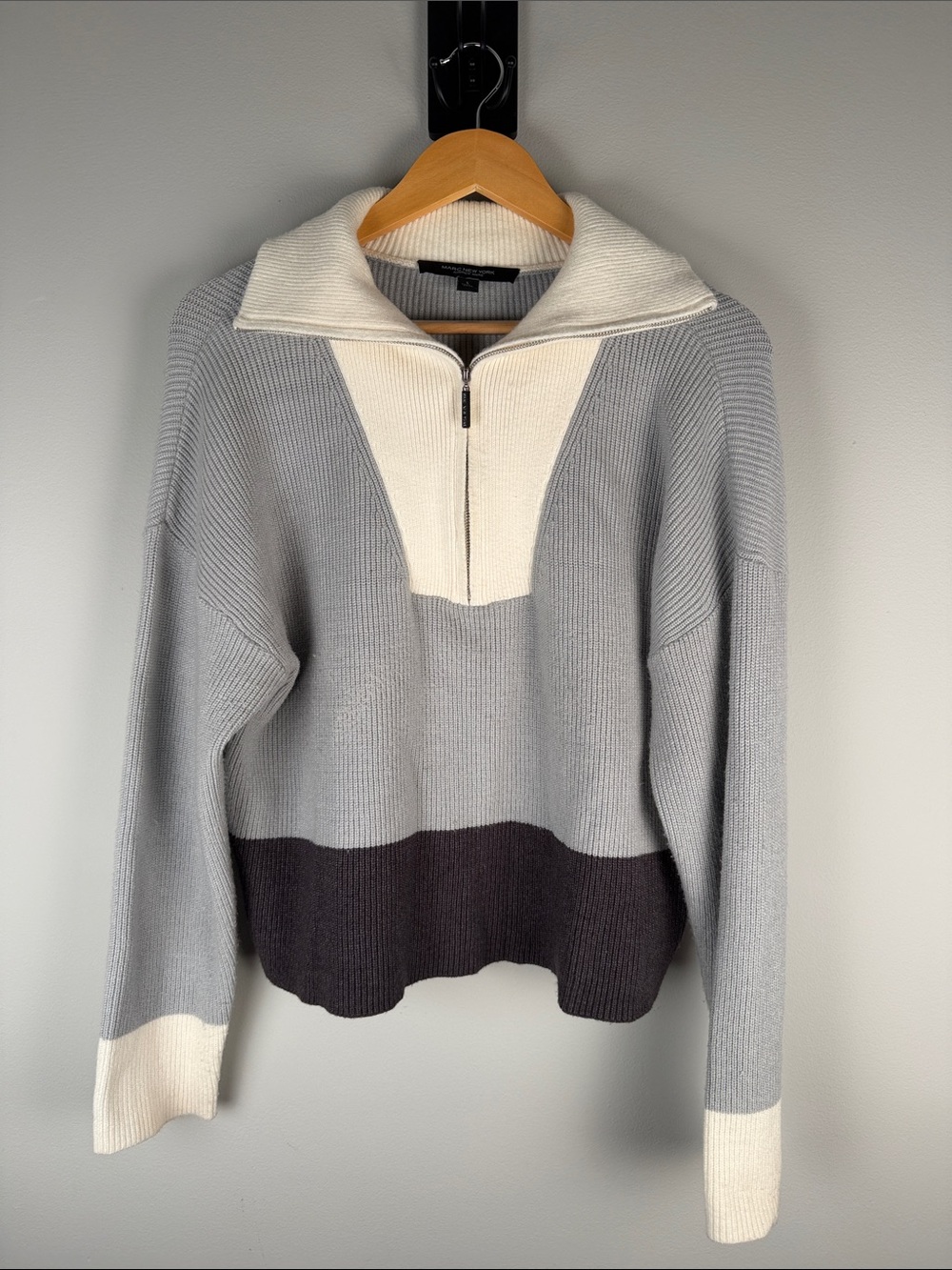 Marc New York Colorblock Half-Zip Sweater Neutral Après-ski Size L